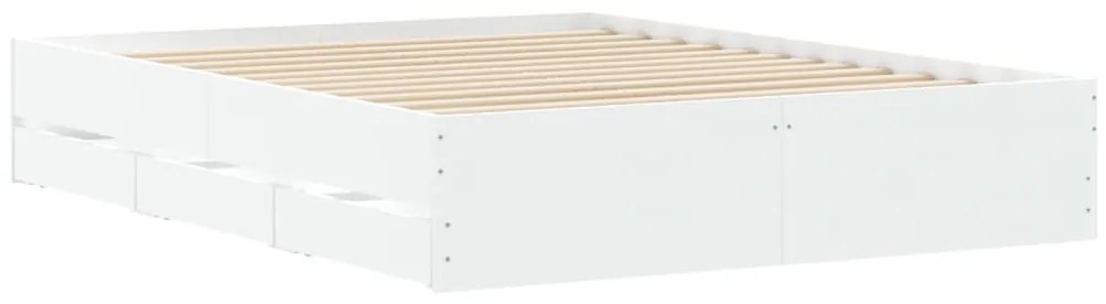 Estrutura de cama c/ gavetas 140x200cm derivados madeira branco