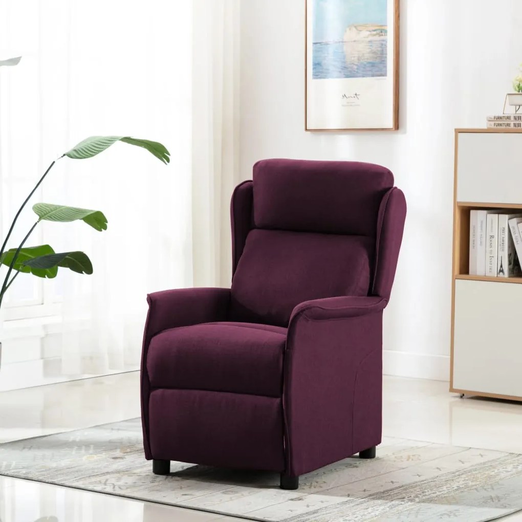 vidaXL Poltrona reclinável tecido roxo