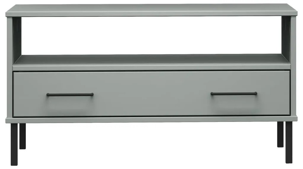 Mesa centro pernas de metal 85x50x45 madeira maciça OSLO cinza