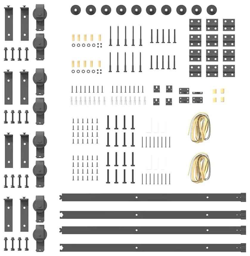 Kit de ferragens para porta deslizante 183 cm aço preto