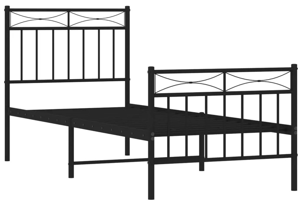 Estrutura de cama com cabeceira e pés 80x200 cm metal preto