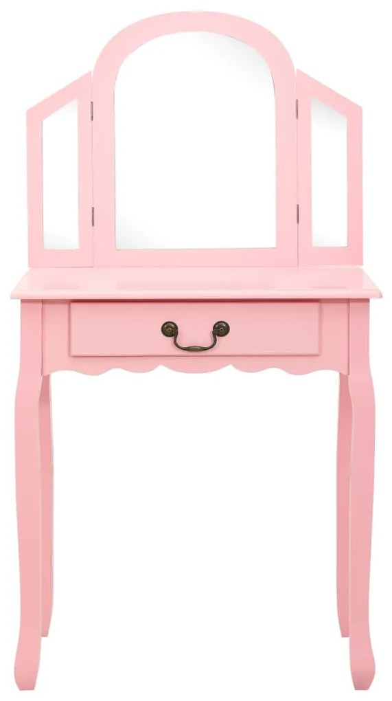 Toucador c/ banco 65x36x128 cm MDF e madeira de paulownia rosa