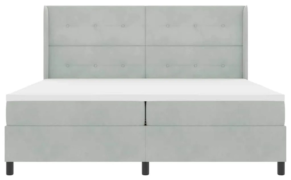 Cama Box com Colchão vidaXL Cinza Claro 200x200 cm Veludo