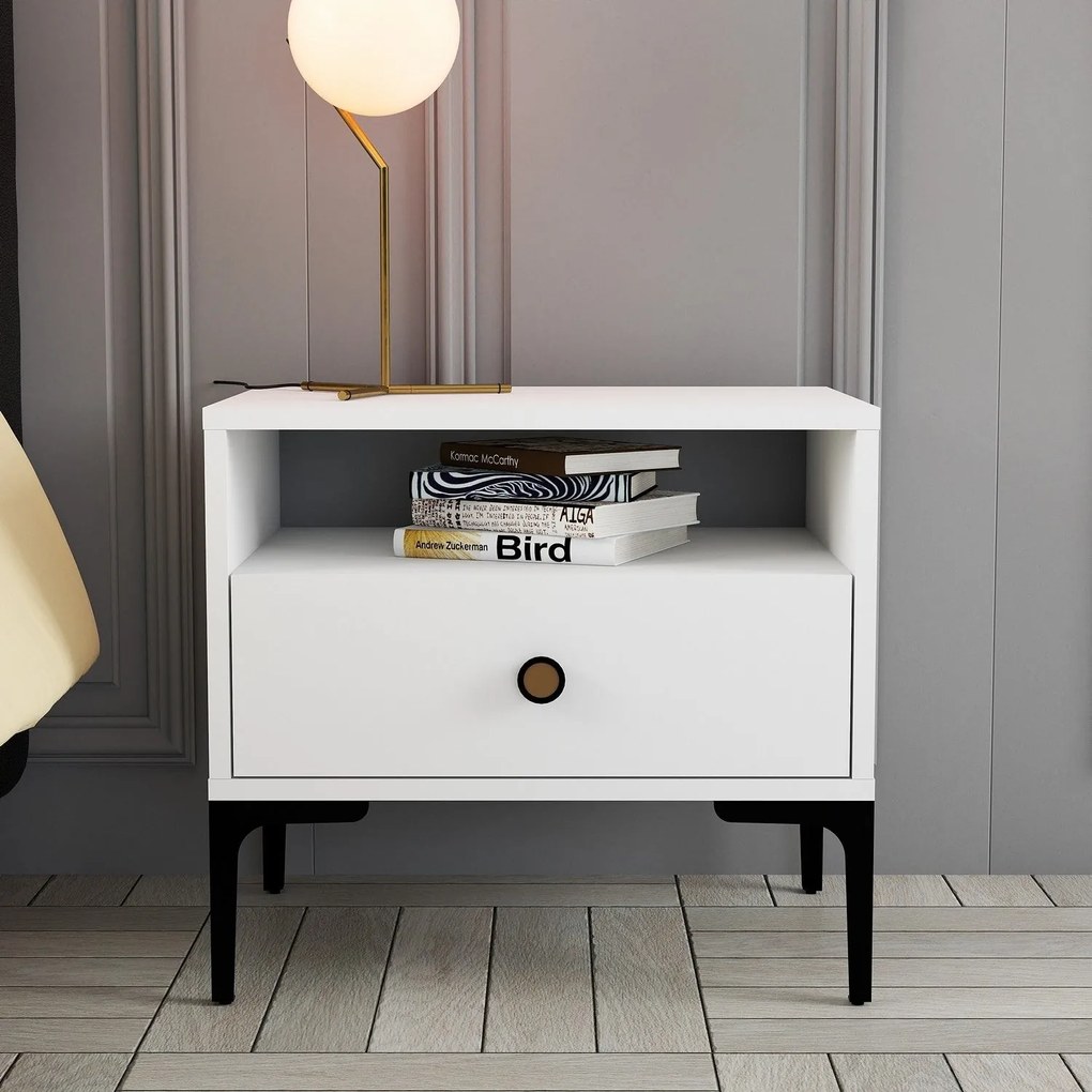 Mesa de Cabeceira Lizbon500 – Branco – 56x50,8x40 cm