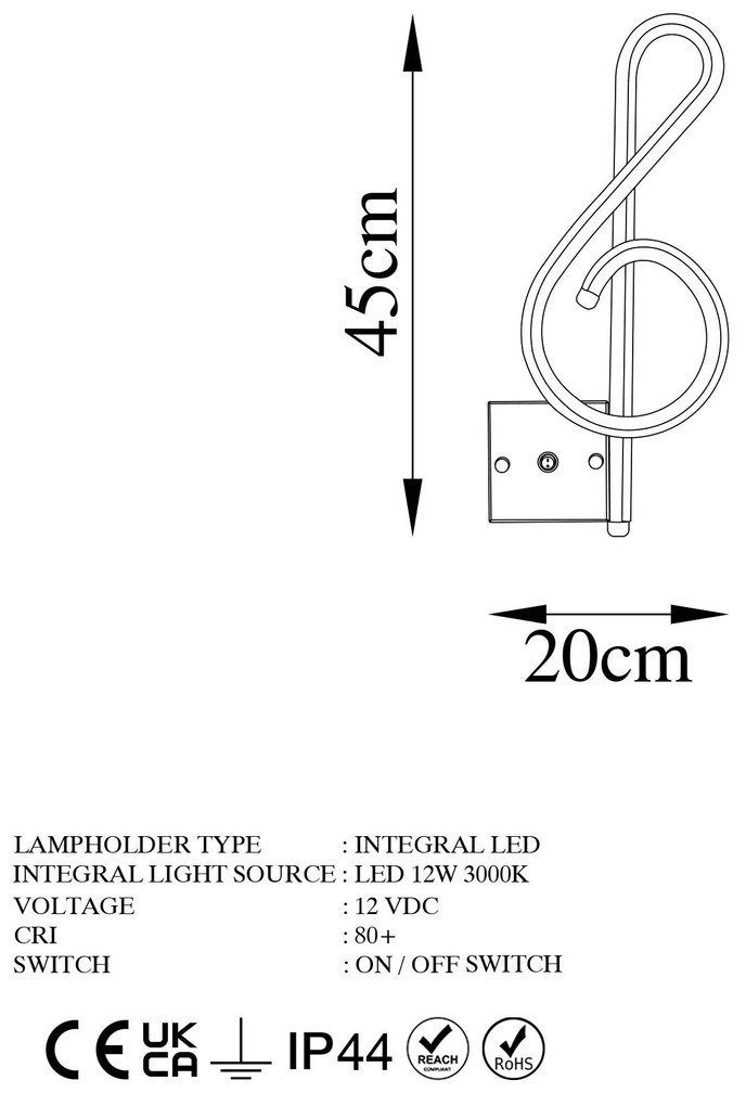 Lâmpada de Parede Gurses – Dourada – 20 x 45 x 3 cm