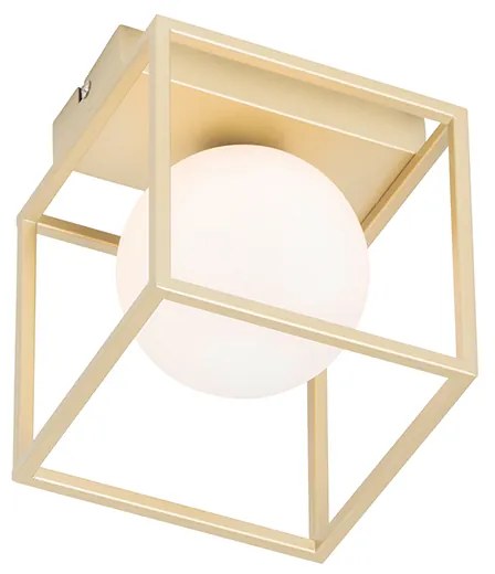 Candeeiro de teto design dourado com vidro branco - Aniek Design