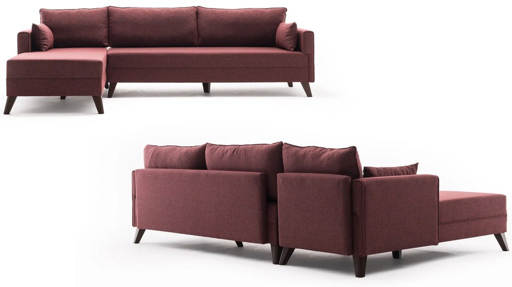 Sofá de Canto Bella – Vermelho Claret – 275x85x165 cm