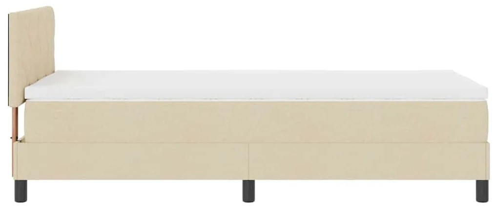 Cama Box com Colchão e Luz LED Creme 90x200 cm Tecido