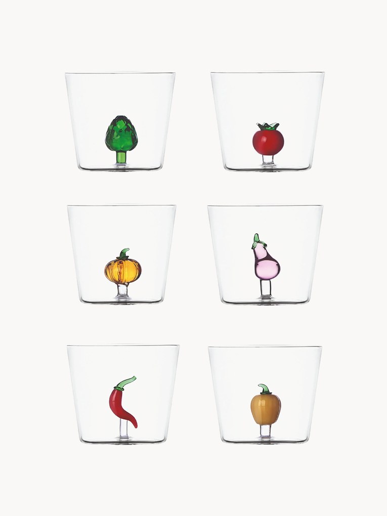 Copos em vidro de borossilicato artesanais Vegetables, conjunto de 6