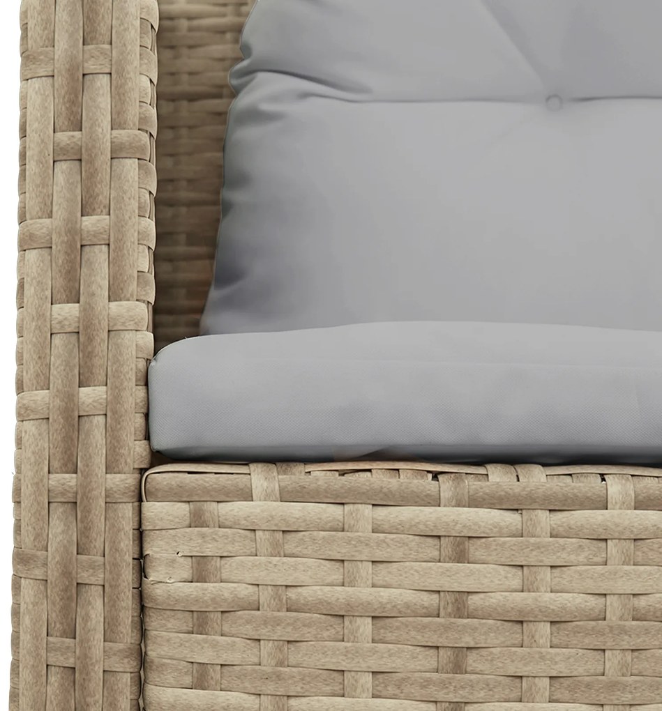 Conjunto de Sofás para Exterior Bege e Cinza Claro Rattan, Tecido