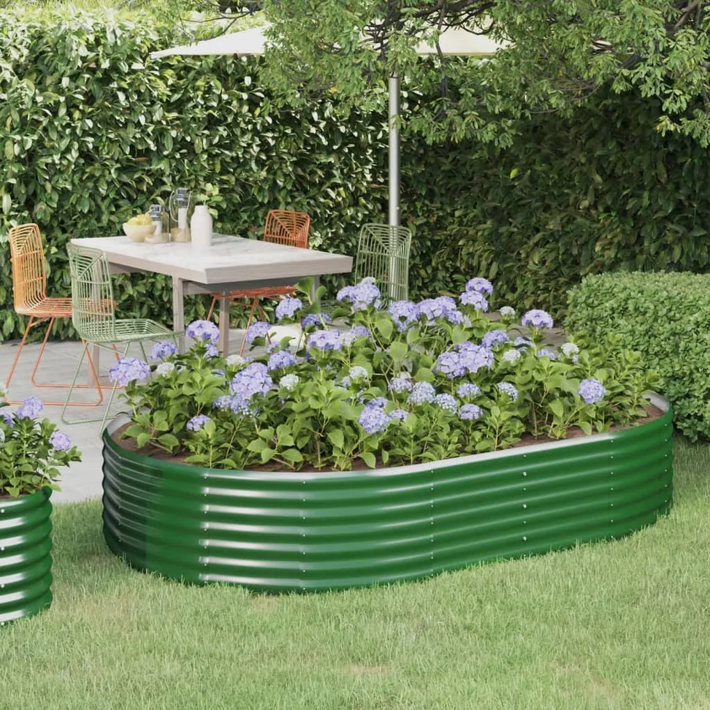 vidaXL Canteiro elevado jardim 214x140x36 cm aço galvanizado verde