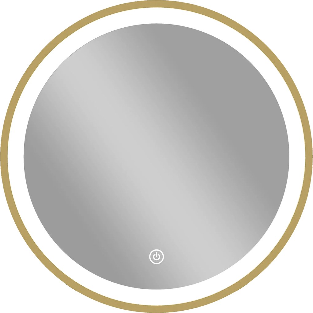 HOMCOM Espelho de banheiro com iluminação LED redondo 40 cm, espelho de parede iluminado com 3 temperaturas de cor, com brilho regulável, dourado | Aosom Portugal