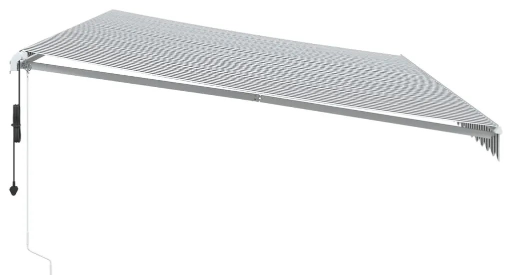 Toldo retrátil automático com LED 600x350 cm antracite/branco