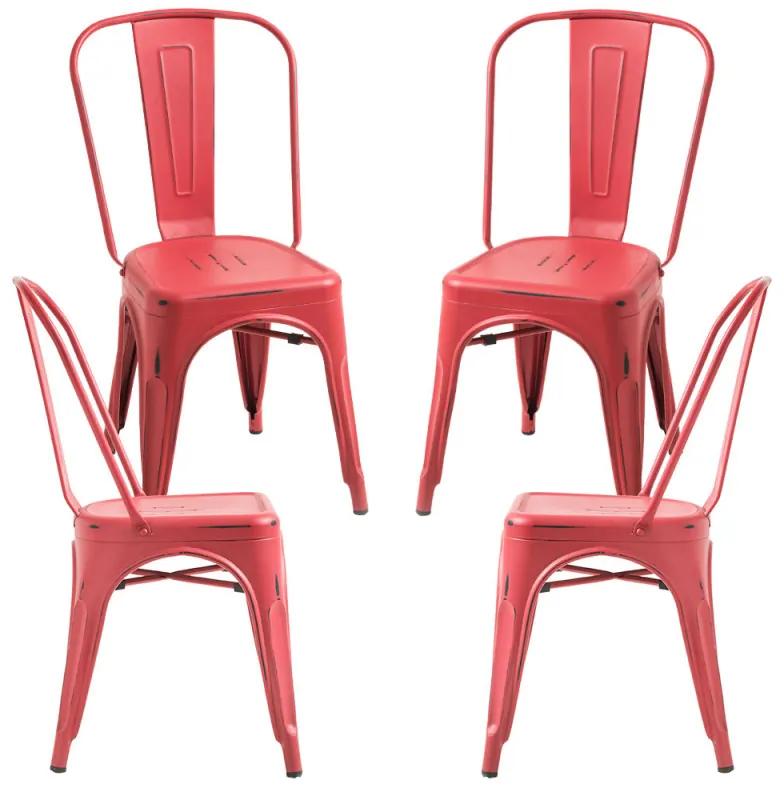 Pack 4 Cadeiras Torix Vintage - Vermelho vintage