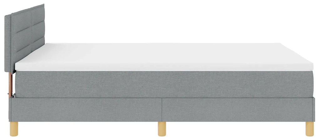 Cama Box Spring com Colchão Cinza Claro 140x200 cm Tecido