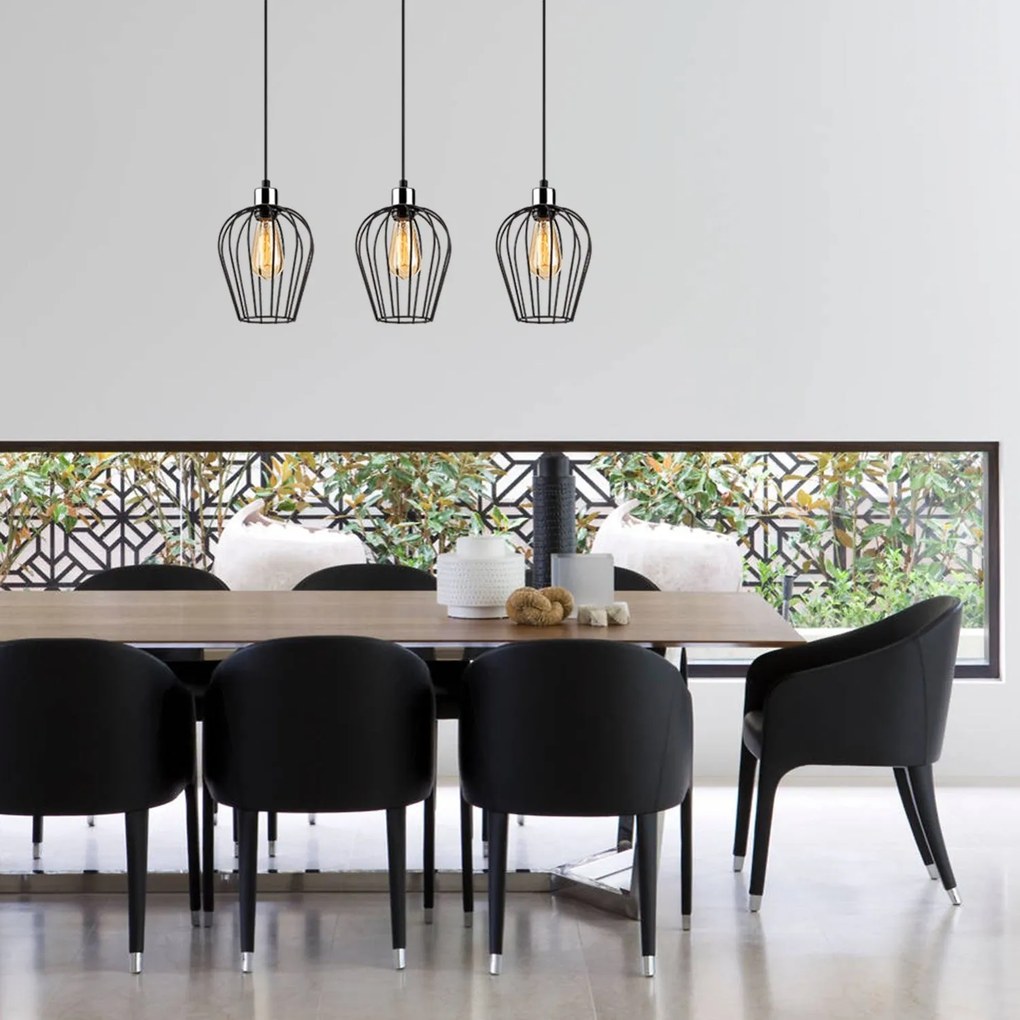 Candeeiro Chandelier Tel – Preto – 70 x 20 cm