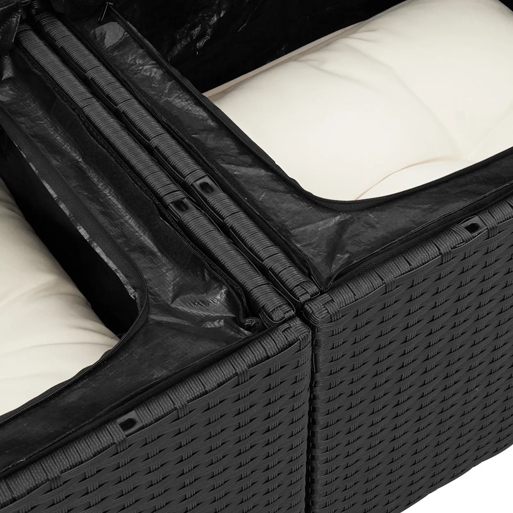 Conjunto de Sofás de Jardim vidaXL de 9 Peças com Almofadas Preto Rata