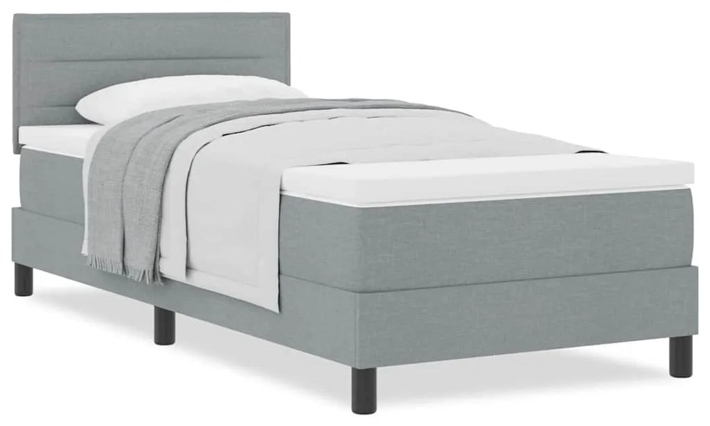 Cama Box Spring com Colchão Cinza Claro 80x200 cm Tecido