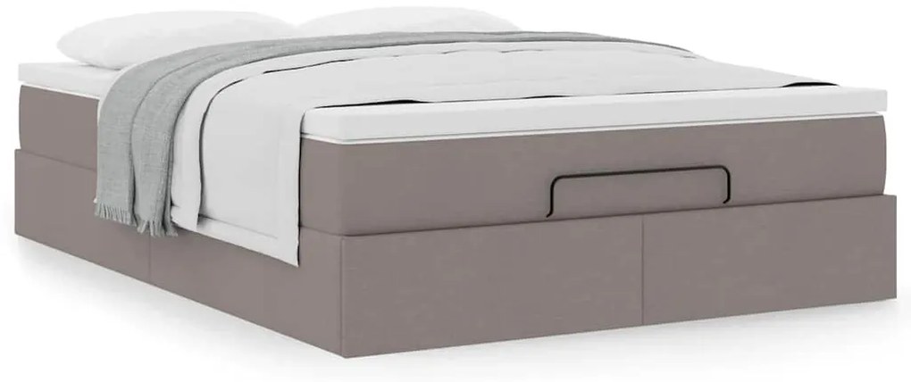 Estrutura de cama otomana com colchão tecido cinzento 140x200cm