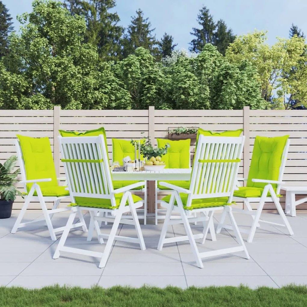 vidaXL Almofadões cadeiras altas de jardim 6pcs tecido verde brilhante
