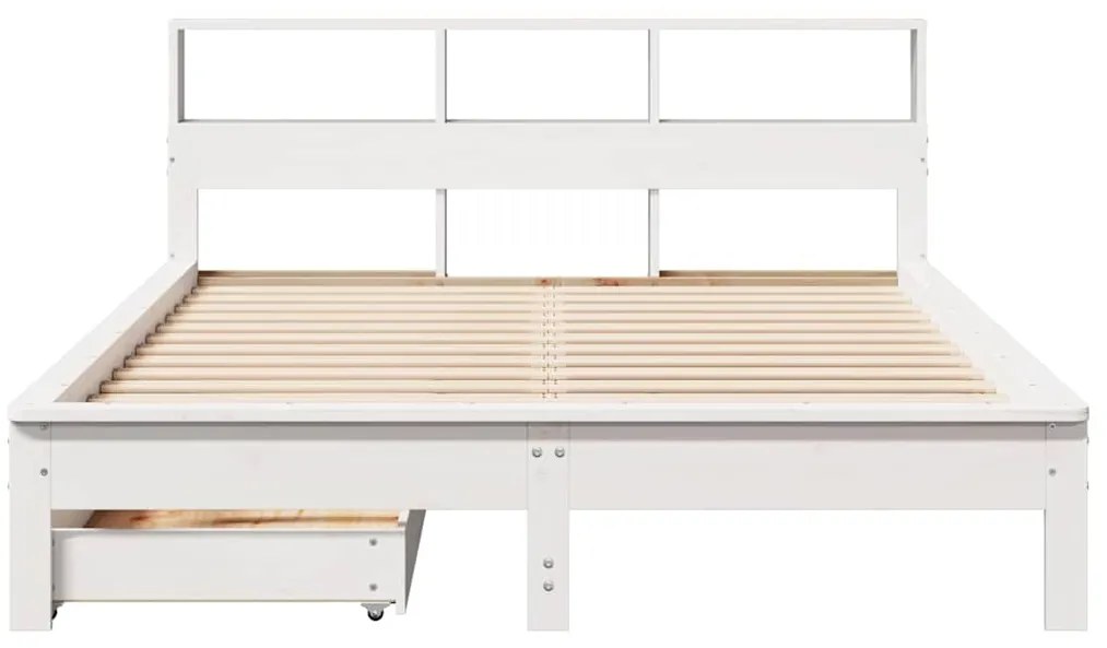 Cama com estante sem colchão 150x200 cm pinho maciço branco