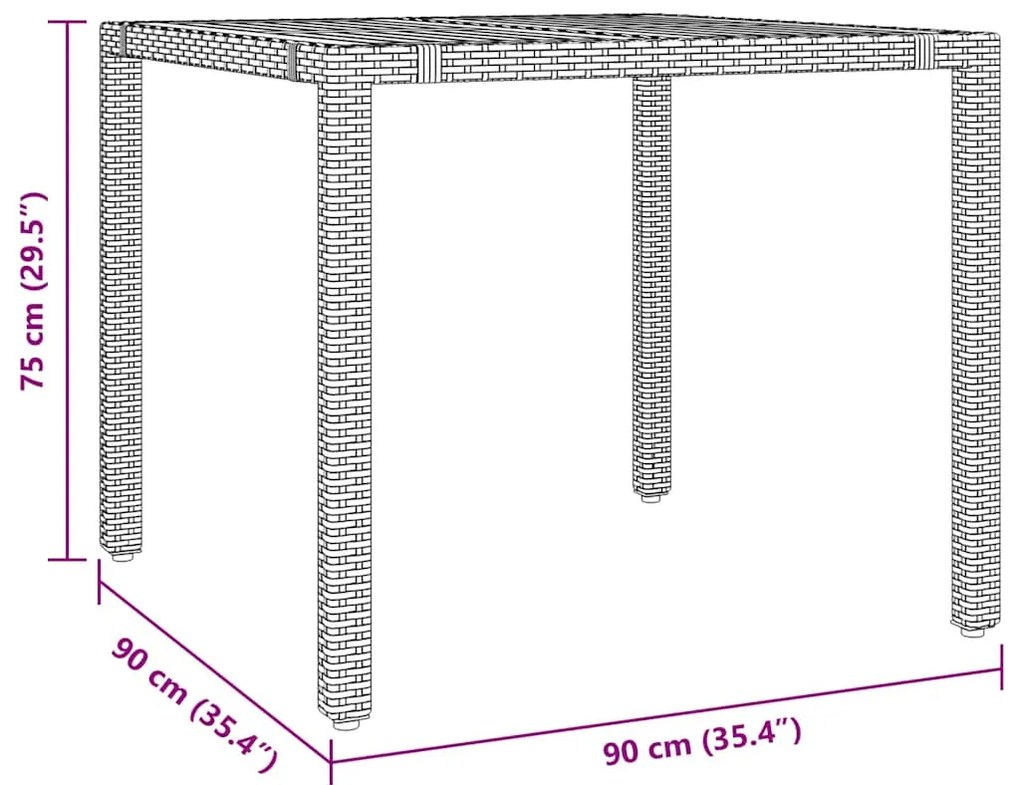 3 pcs conjunto bistrô de jardim c/ almofadões vime PE cinza