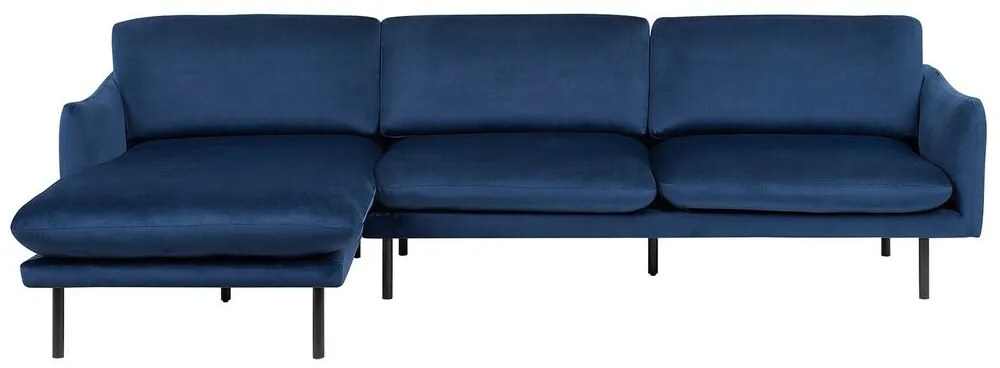 Sofá de canto em veludo azul à direita VINTERBRO Beliani