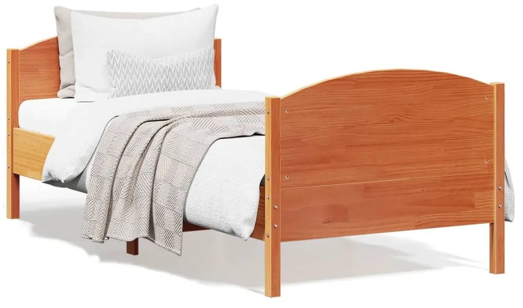 vidaXL Cama sem colchão 90x200 cm pinho maciço castanho-mel
