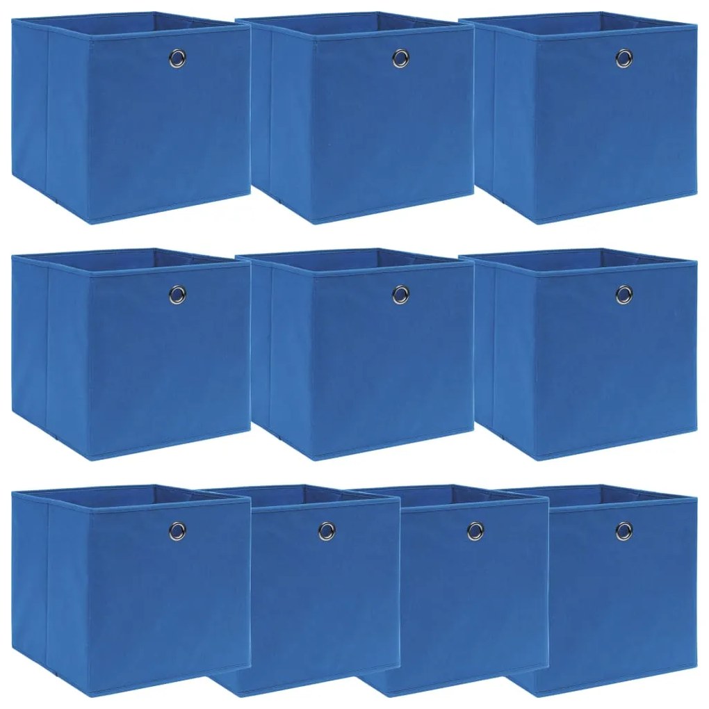 288339 vidaXL Caixas de arrumação 10 pcs 32x32x32 cm tecido azul