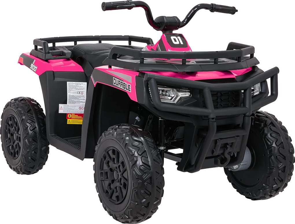 Moto 4 eletrica Crianças ATV WOLF 24V 4x4, 4 motores 200W, Rodas de espuma EVA, Assento Couro ecológico Rosa