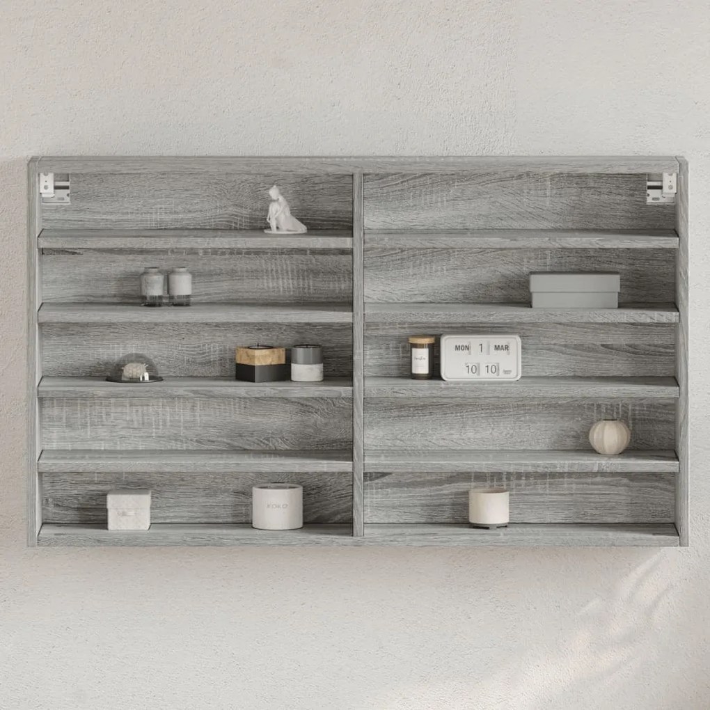 Armário vitrine 100x15x58 cm derivados de madeira cinza sonoma