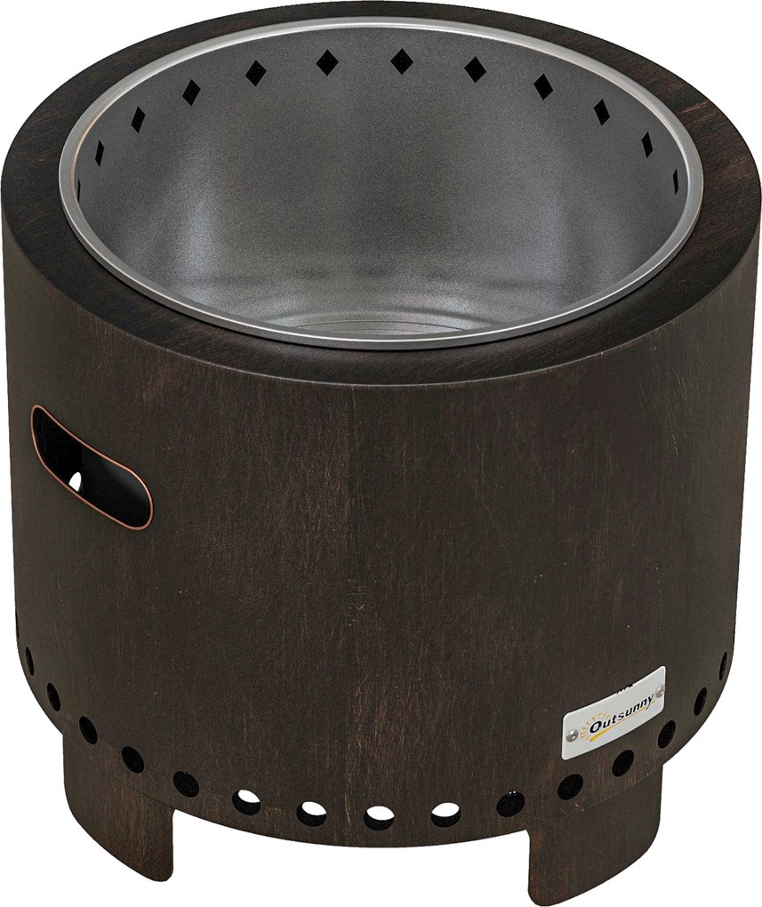 Outsunny Taça de Fogo Lareira Fogueira, resistente às intempéries, 45 x 45 x 42 cm, Preto + Bronze | Aosom Portugal