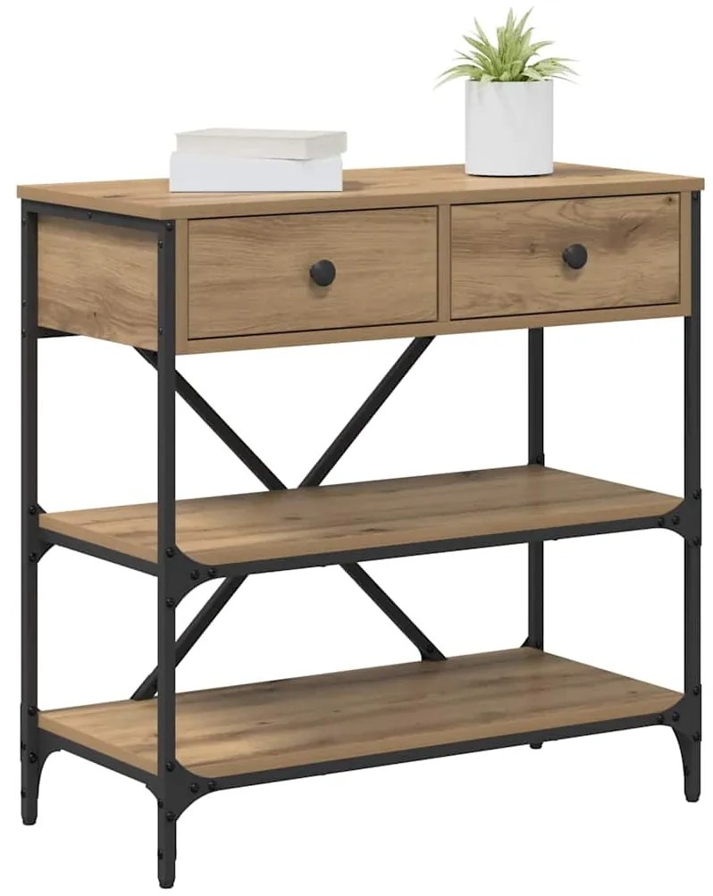 Mesa de Console Carvalho Artesanal 75x34.5x75 cm Madeira Engenheirada