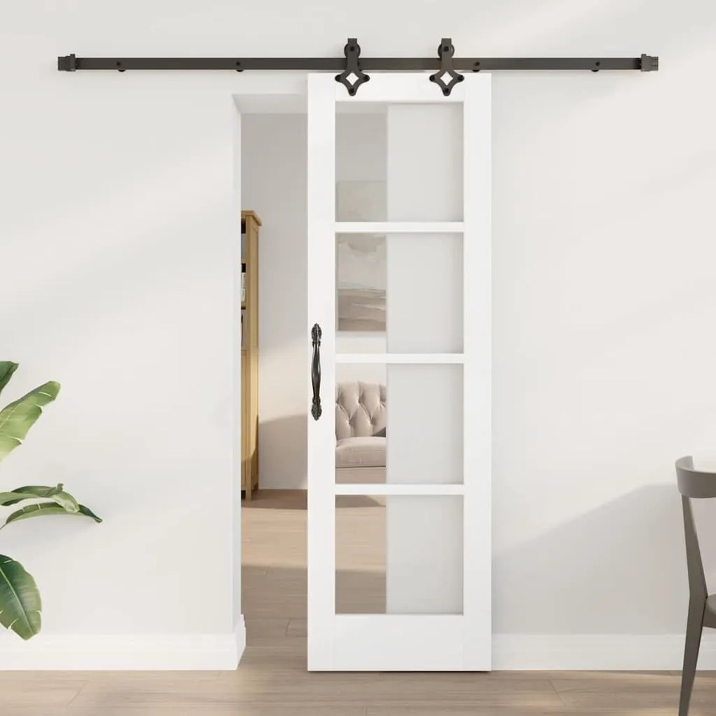 vidaXL Porta Deslizante Manual Branco 61 x 198,5 cm Madeira e metal
