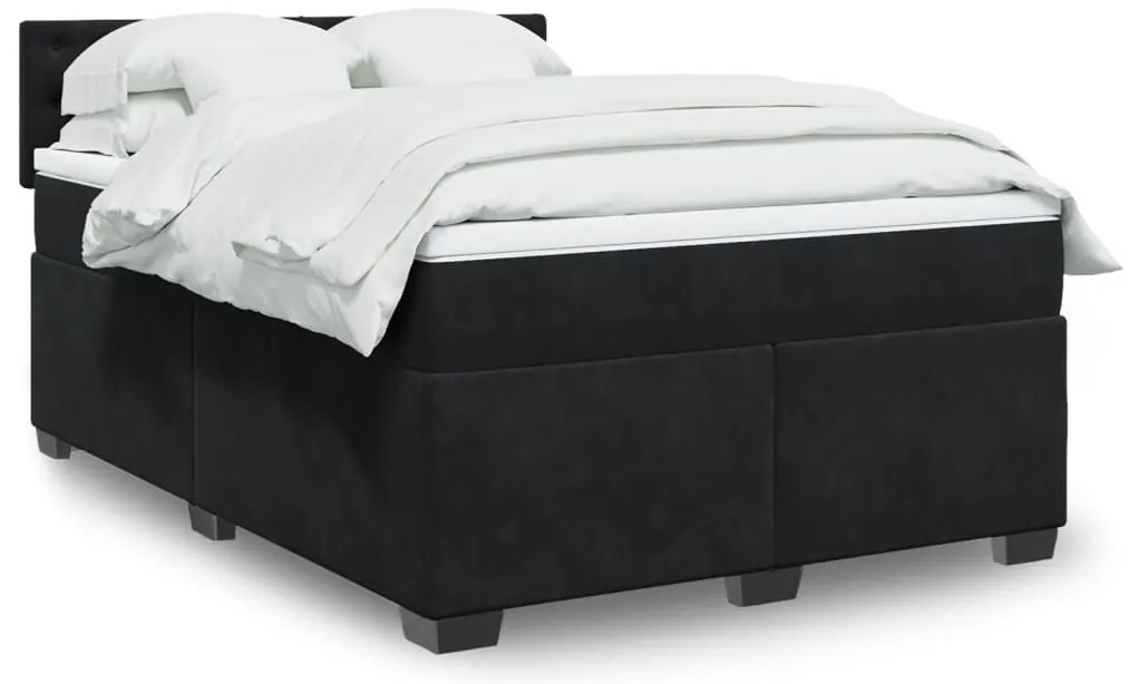 Cama com molas/colchão 140x200 cm veludo preto