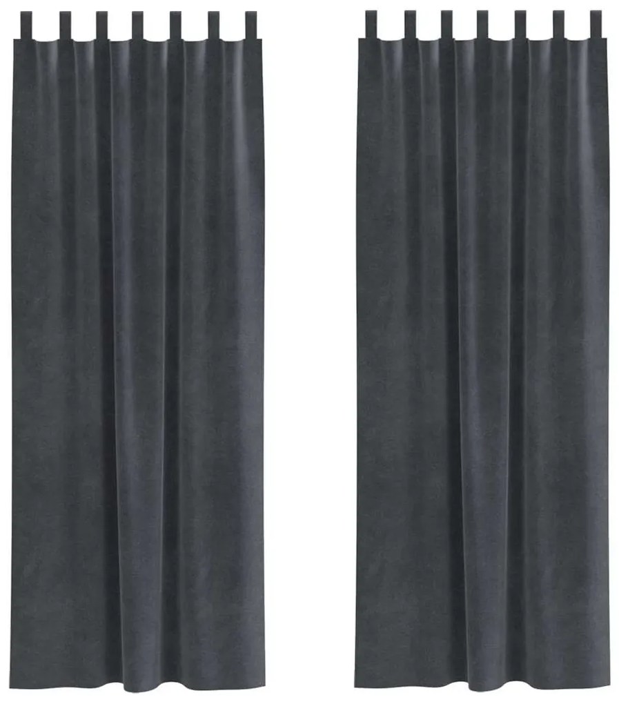 Cortinas Blackout vidaXL com Laços para Pendurar 2 pcs Veludo Cinza Cl