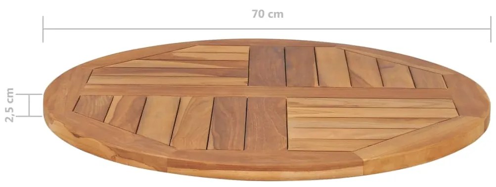 Tampo de mesa redondo 2,5 cm 70 cm madeira de teca maciça