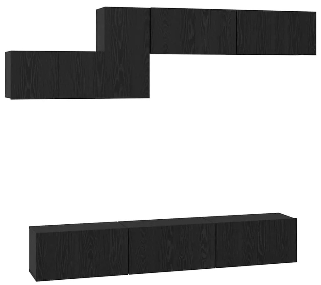 Conjunto de móvel de TV 7 pcs Carvalho Preto 60 x 30 x 30 cm