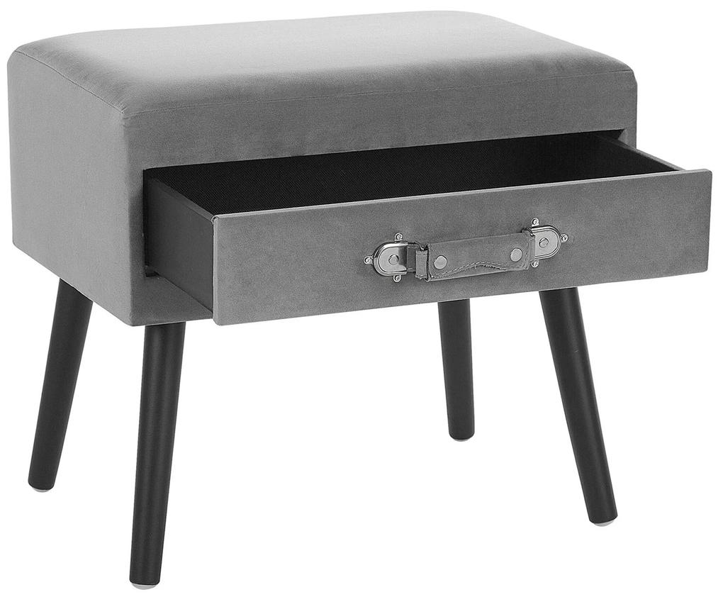 Mesa de cabeceira com 1 gaveta em veludo cinzento EUROSTAR Beliani