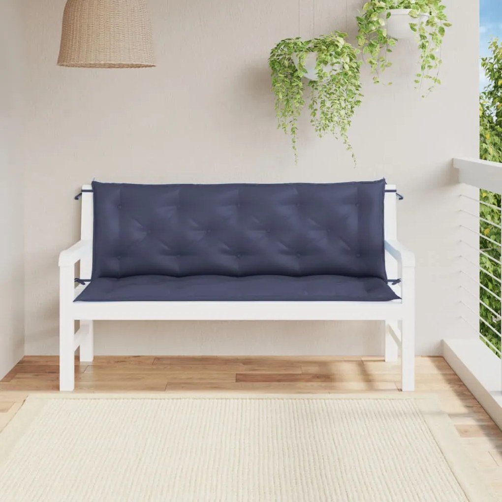 Almofadões banco jardim 2 pcs 150x50x7cm oxford azul-marinho