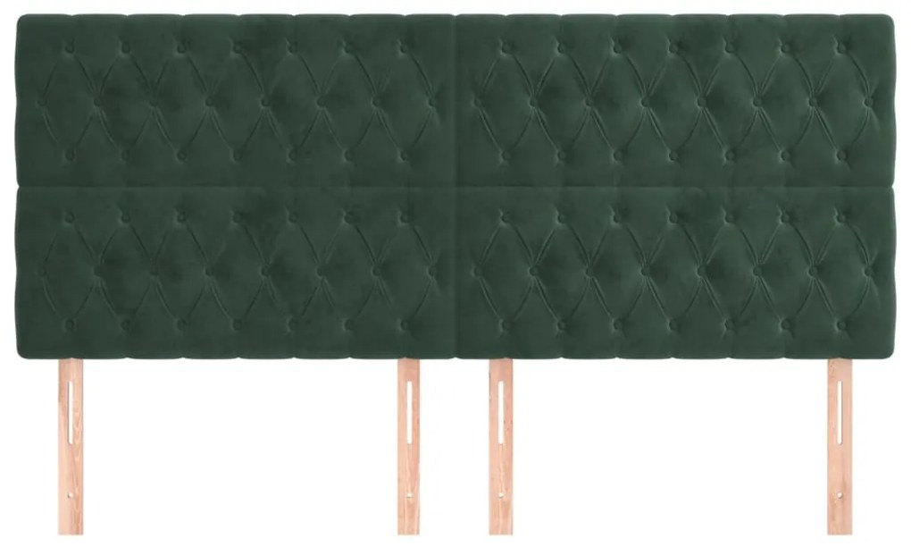 Cabeceira de cama 4 pcs veludo 100x7x78/88 cm verde-escuro