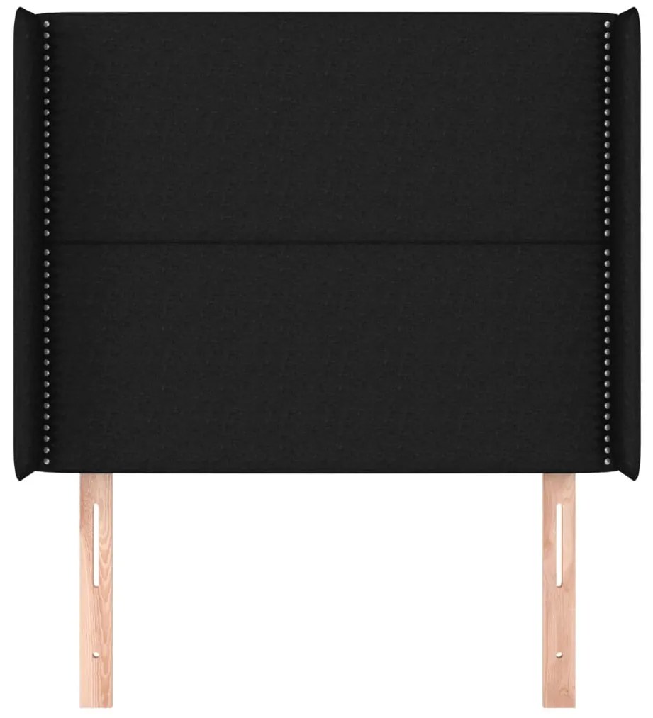 Cabeceira de cama c/ abas tecido 103x16x118/128 cm preto