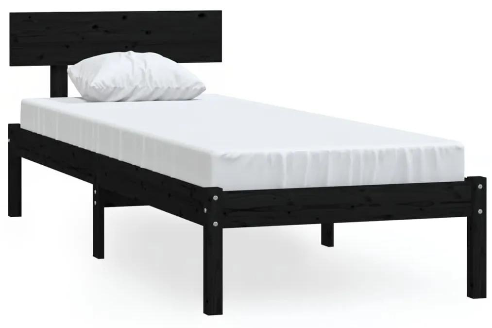 Estrutura cama pequena solteiro UK 75x190cm pinho maciço preto