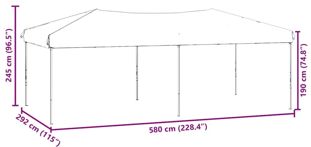 Tenda para festas dobrável com paredes laterais 3x6 m branco