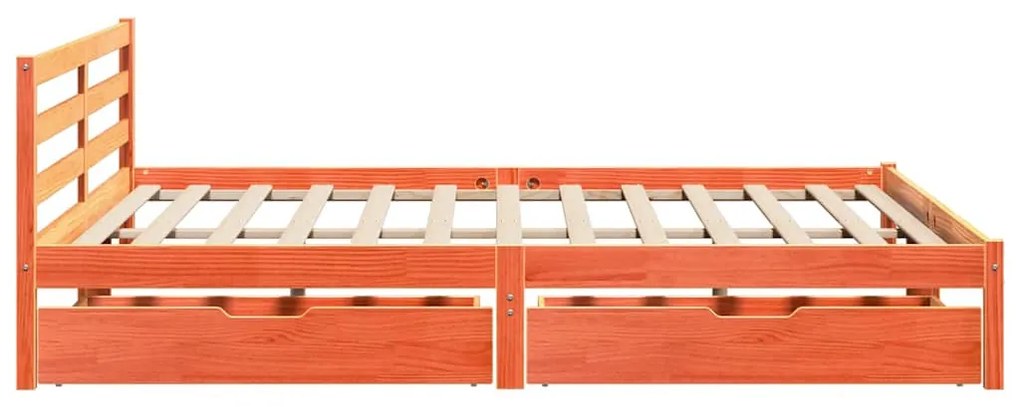 Cama sem colchão 200x200 cm pinho maciço castanho-mel