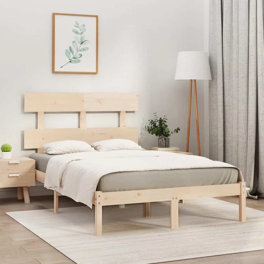 Estrutura de cama dupla pequena 4FT 120x190 cm madeira maciça