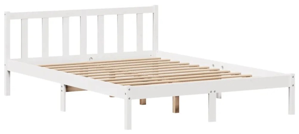 Cama sem colchão 140x200 cm madeira de pinho maciça branco