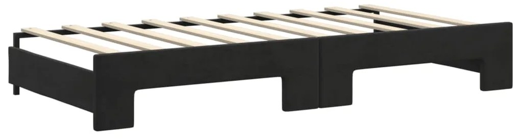 Sofá-cama com gavetão e colchões 90x190 cm veludo preto