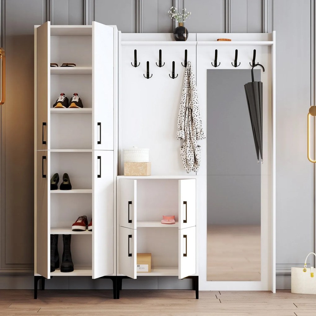 Hall Stand Berlin ABC – Branco – 180 cm x 200 cm x 35 cm