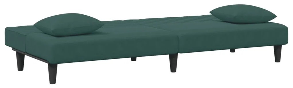 2 pcs conjunto de sofás com almofadas veludo verde-escuro